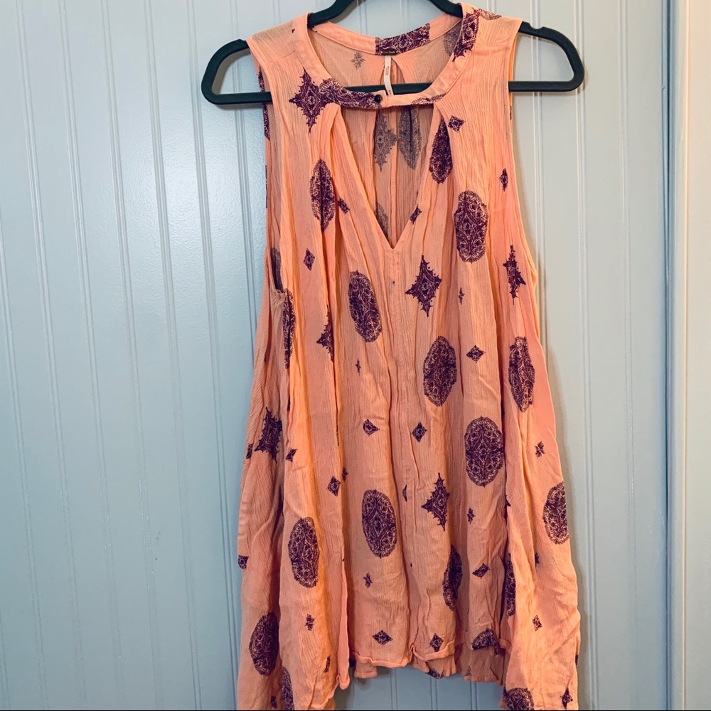 Free People Orange and Purple Swing Top